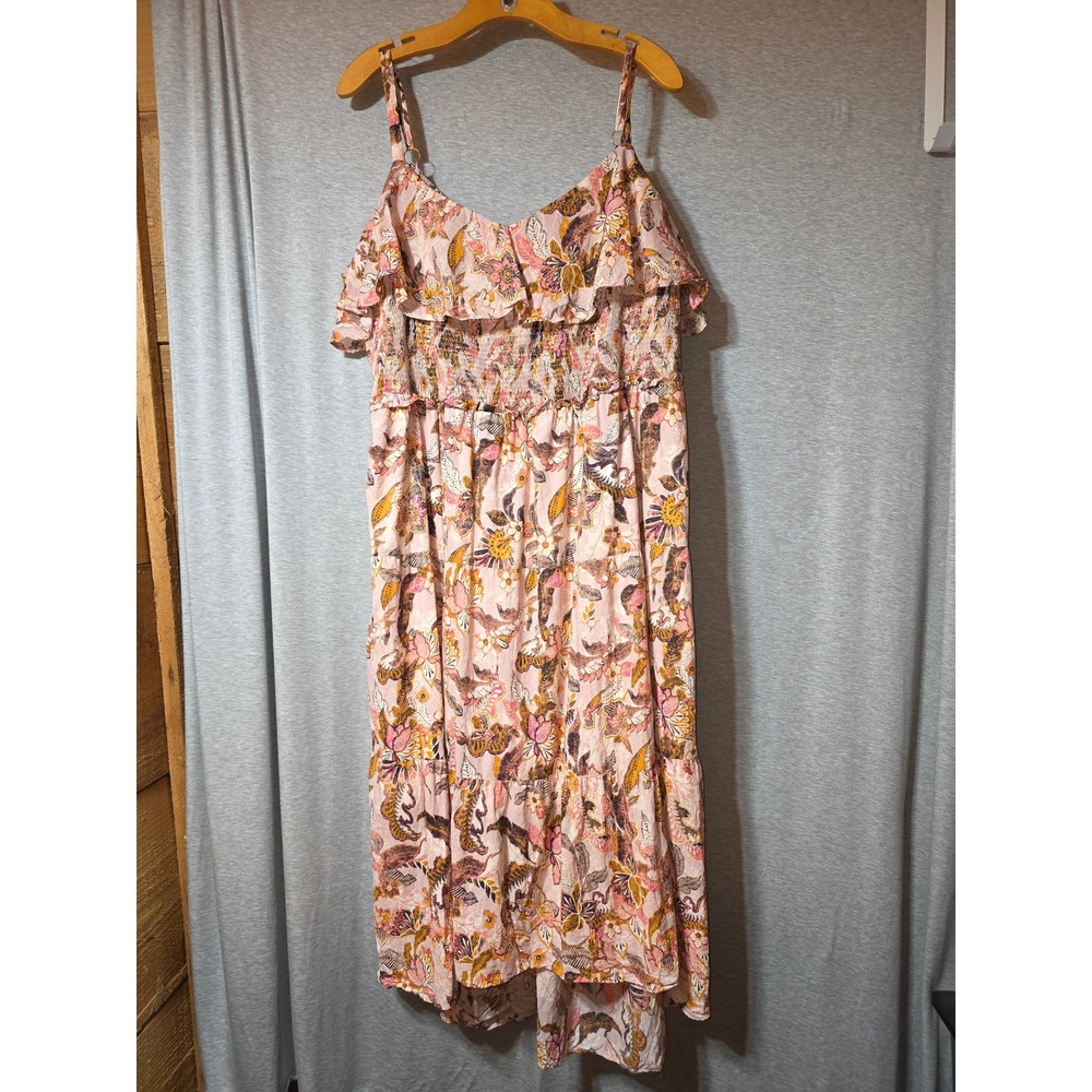 INC International Concepts Pink Floral Smocked Tiered Maxi Dress Plus Size 3X - Picture 1 of 7